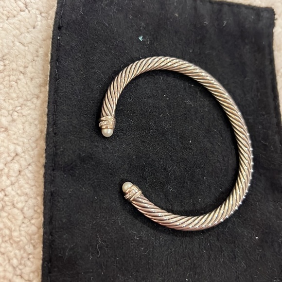 David Yurman Cable Classics Bracelet Sterling Silver w/ Pearls & Pavé Diamonds - Picture 4 of 7